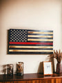 Thin Red Line American Wood Flag