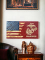 Tattered US Marines American Wood Flag