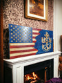 Tattered US Navy American Wood Flag